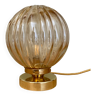 Vintage amber glass globe table lamp
