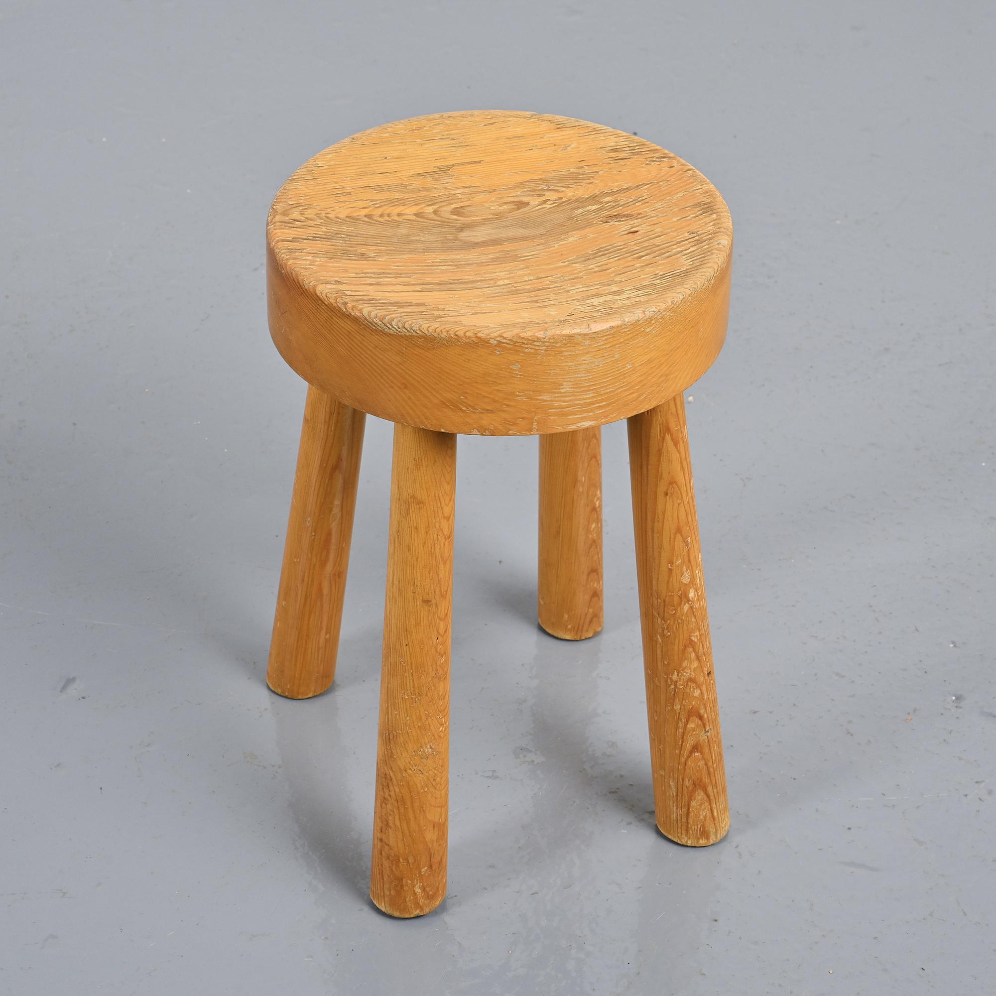 Solid pine stool, Charlotte Perriand 1960s