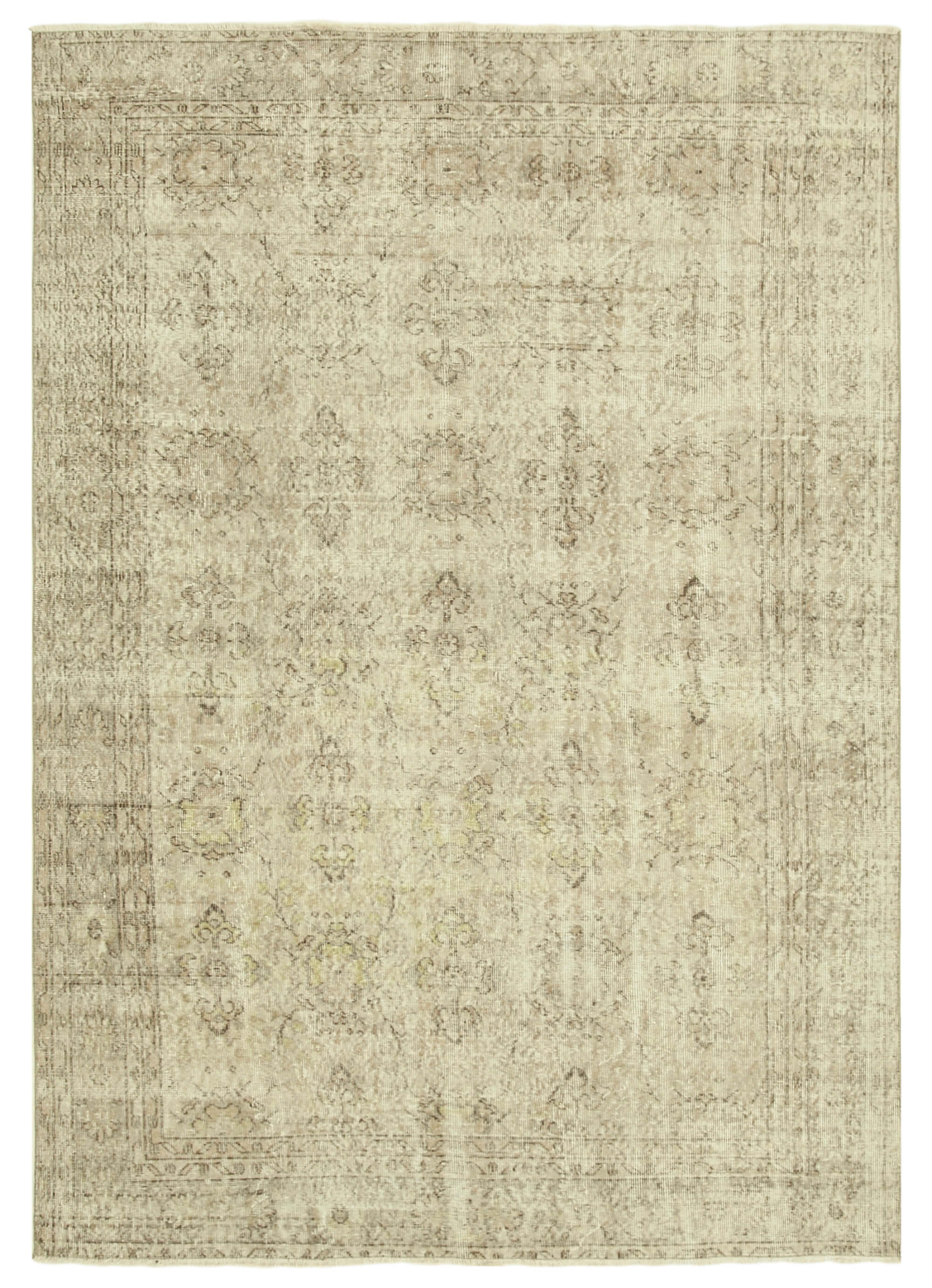 Handwoven antique anatolian beige carpet 200 cm x 284 cm