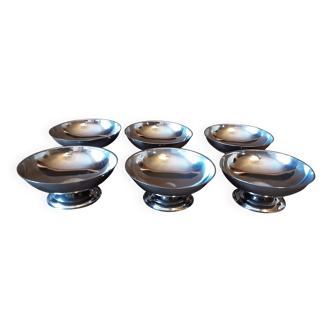 Lot de 6 coupelles sur pied inox