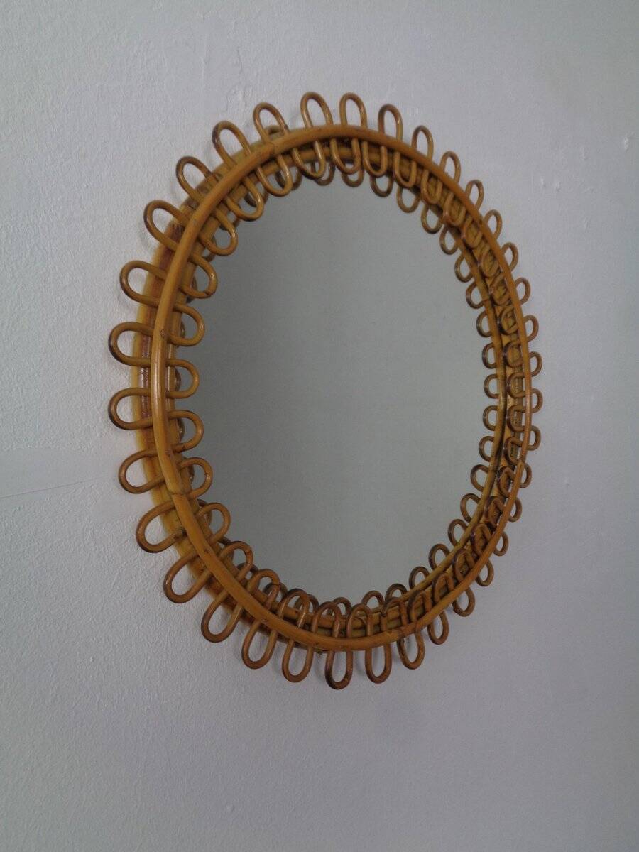 Small filigree Italian bamboo mirror, 1950s