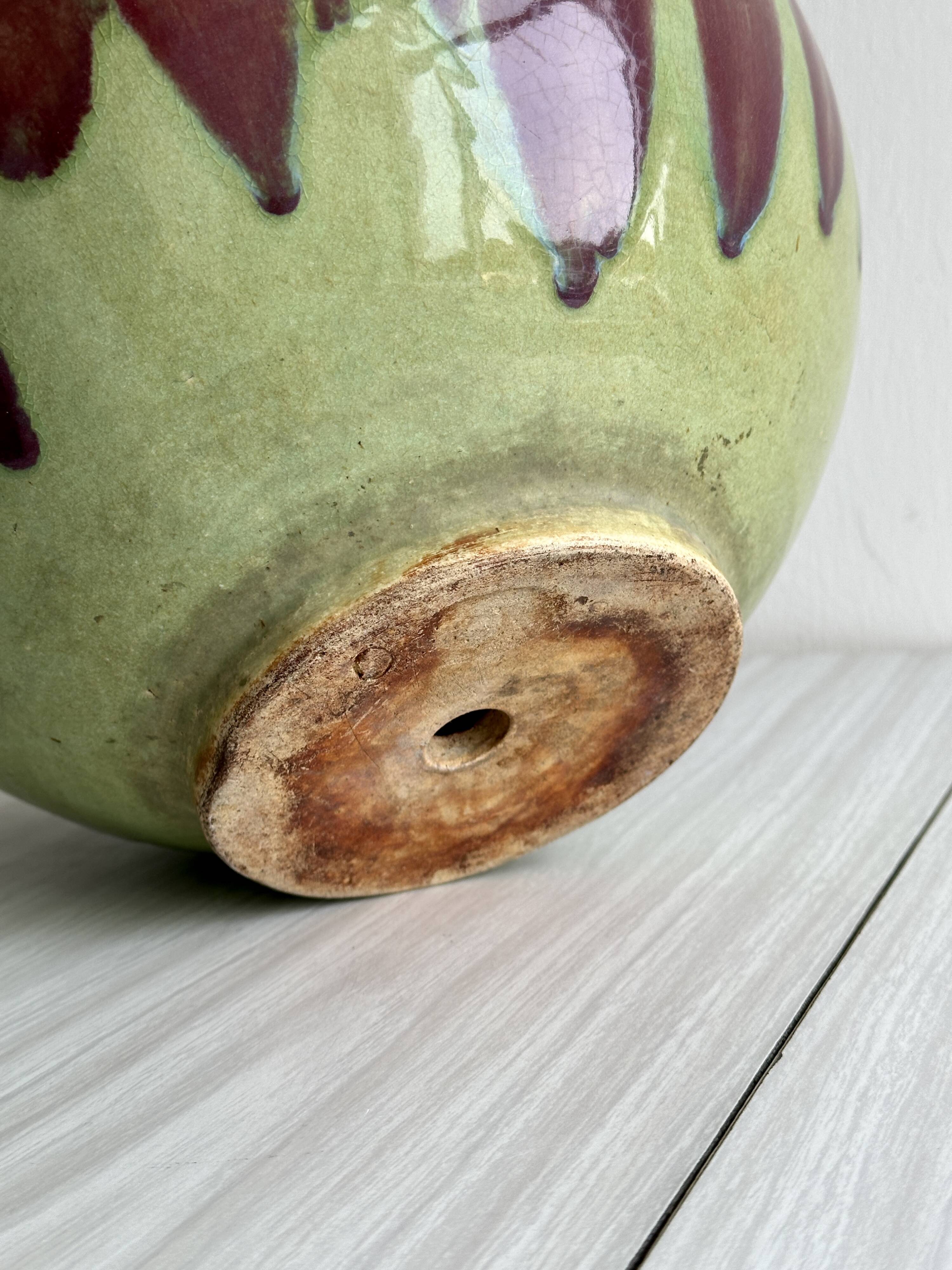 Large multicolored handmade ceramic plant pot
