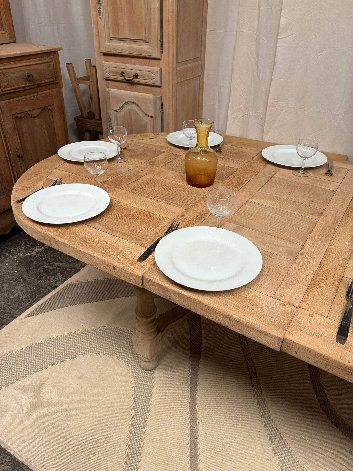 Solid oak farmhouse table with extensions