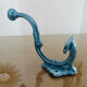 Pair of hooks in blue enamelled cast iron, art deco 30s 40s