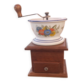 Vintage coffee grinder in wood and porcelain
