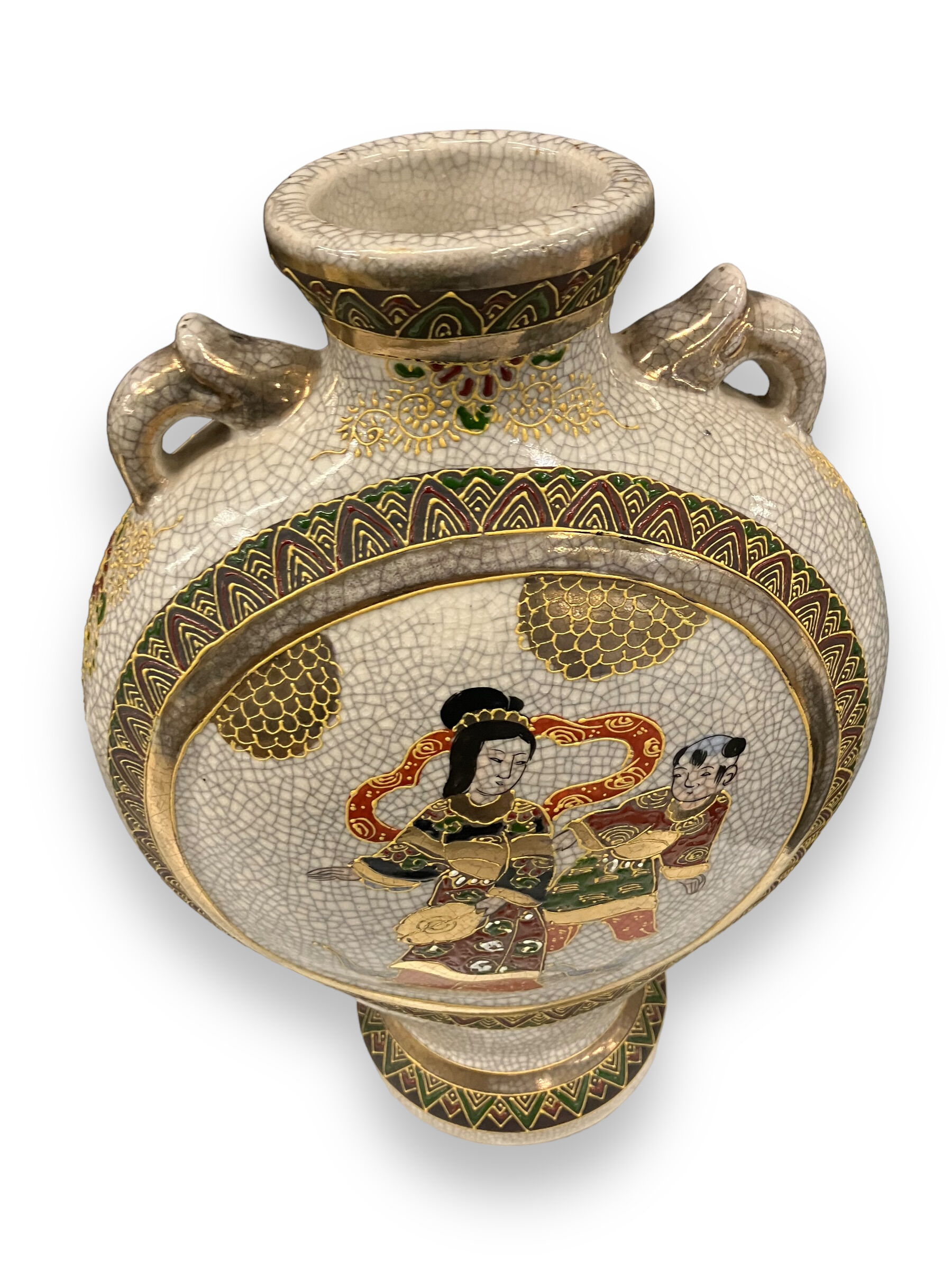 Pair of Japanese earthenware gourd vases from Satsuma