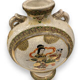 Pair of Japanese earthenware gourd vases from Satsuma