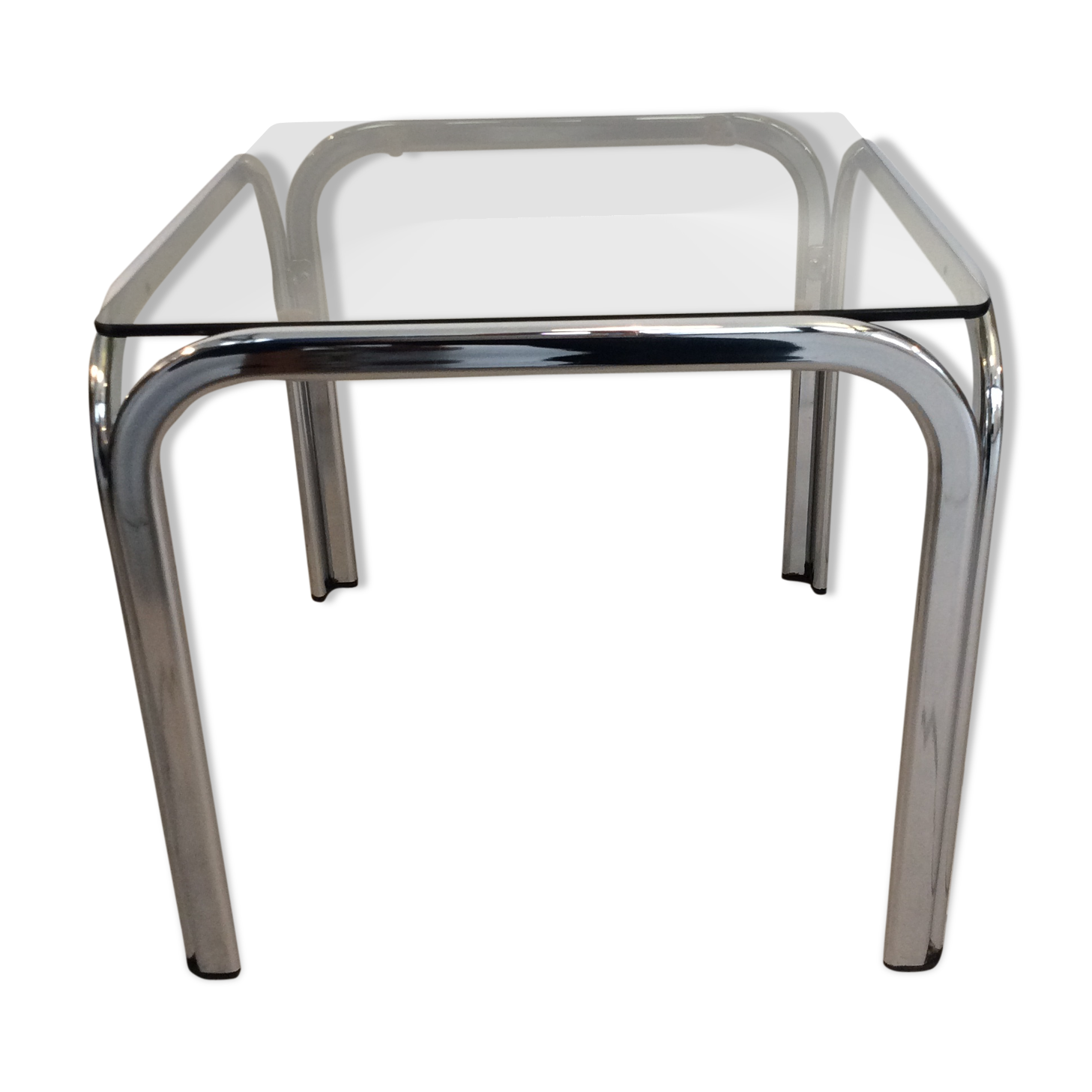 small coffee table glass and chrome 80s