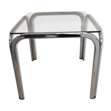 small coffee table glass and chrome 80s