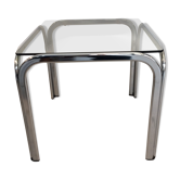 small coffee table glass and chrome 80s