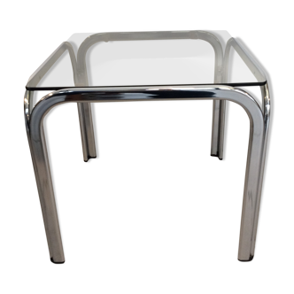 Table basse verre et chrome années 80