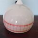 Space age pendant lamp, white opaline with orange silkscreened geometric designs