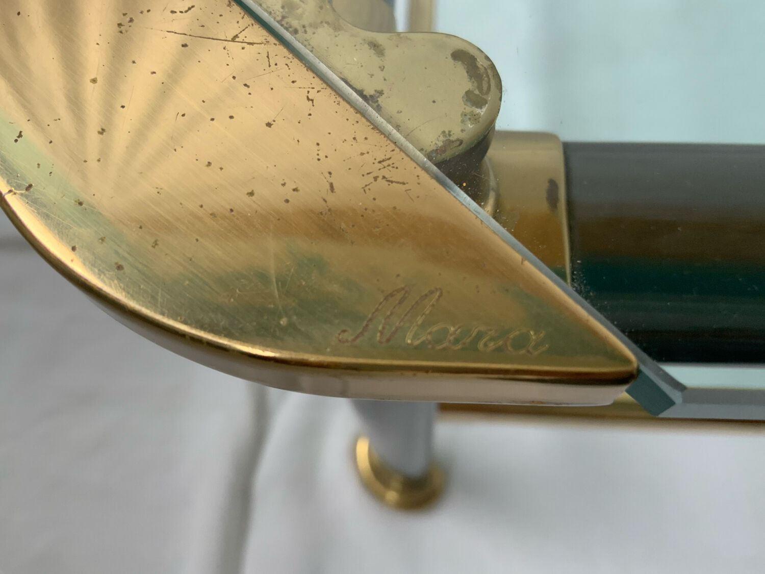 Glass and brass coffee table