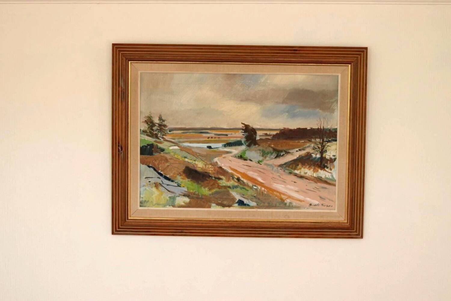 Huile sur toile suédoise – “Paysage” par Budde Nielsen – Signée et encadrée