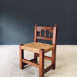 Oak & Rope Travail Populaire Side Chair, Belgium, 1950s