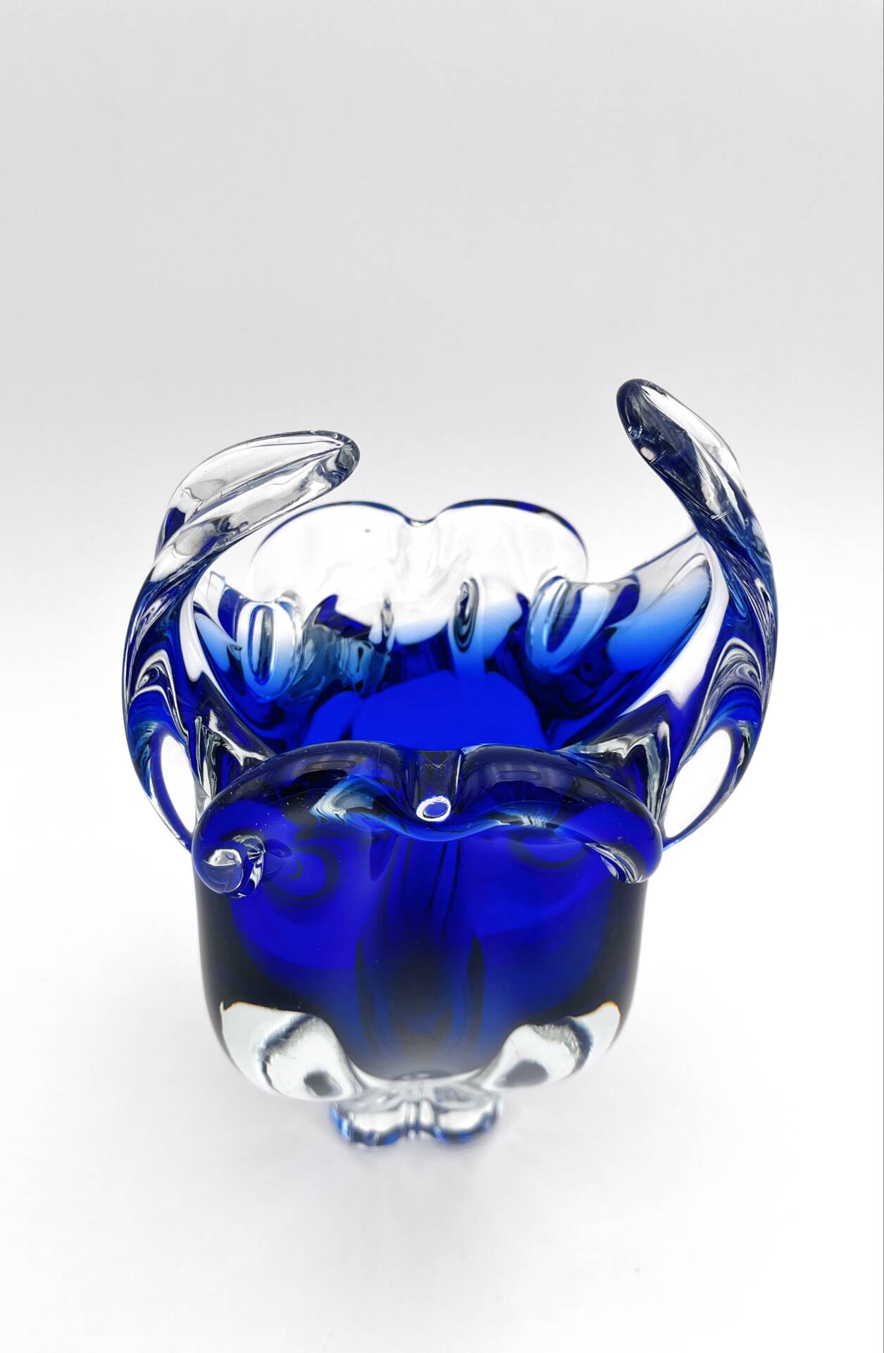 Vase Josef Hospodka Chribska Bohemia Cobalt Blue Glass 1960