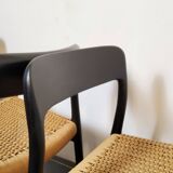 Niels Møller model 75 chair, black, Scandinavian, vintage 1960s.