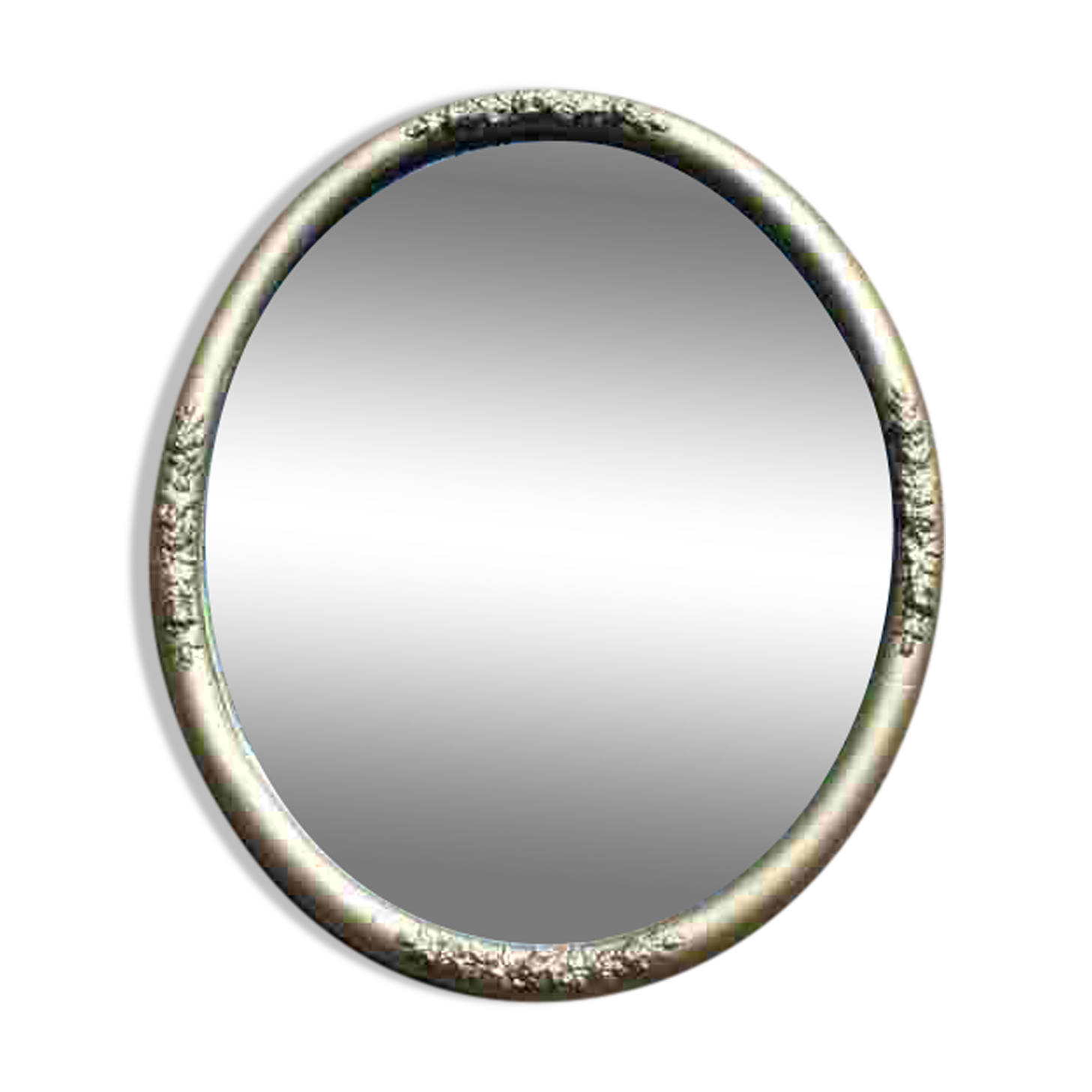 Miroir ovale fleurs sculptées doré
