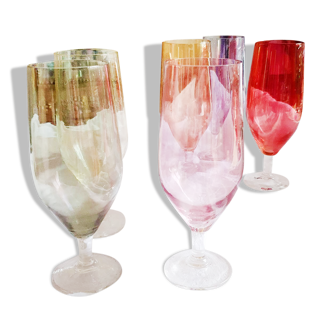 Set of 6 multicolored flutes