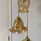 Vintage triple globe waterfall pendant light in amber glass