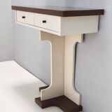 Postmodern Ivory Lacquered Walnut Wall Mirror and Console Table, Italy