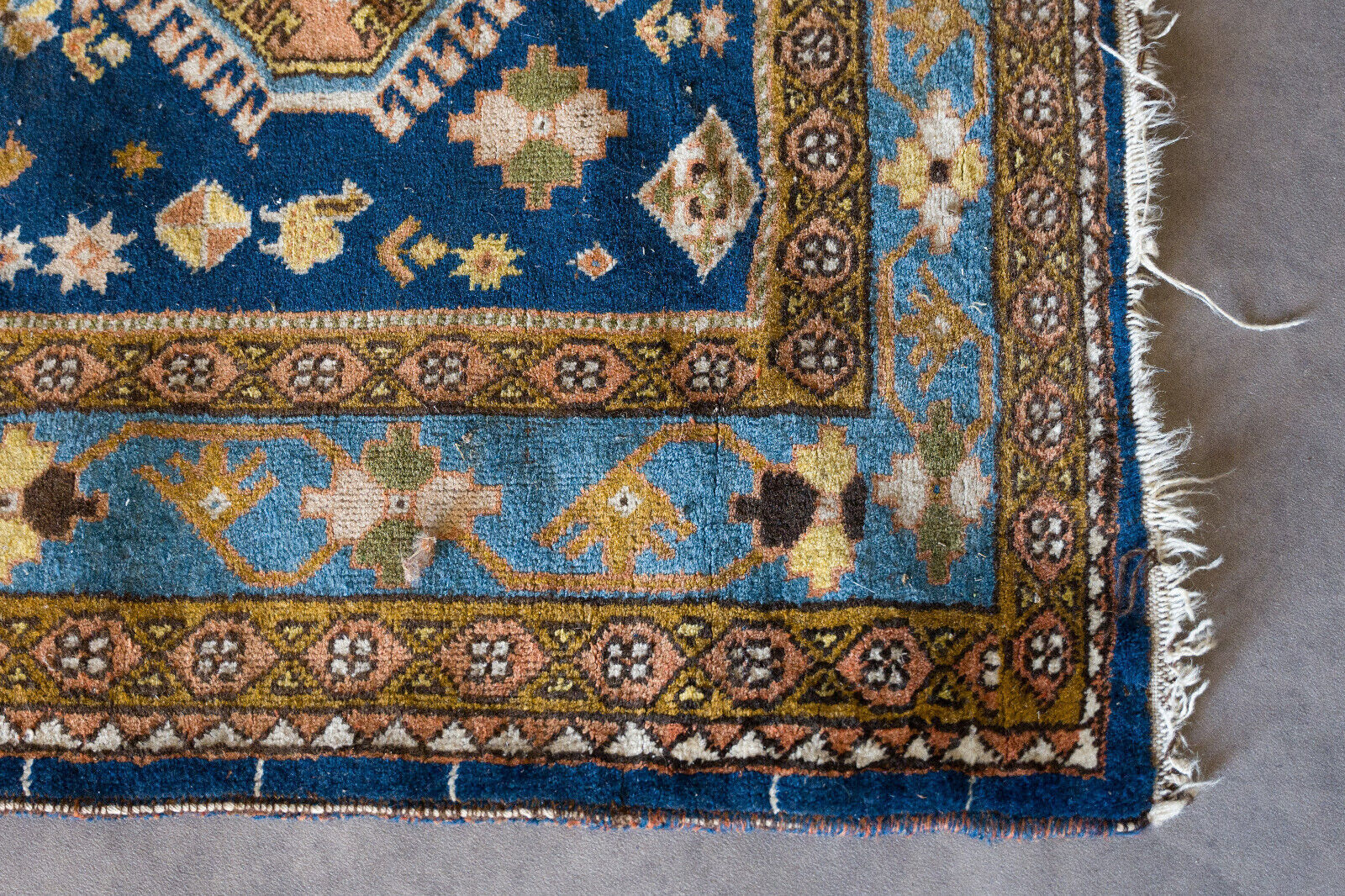 Oriental carpet 152 x 110 cm Blue background Handmade XXth
