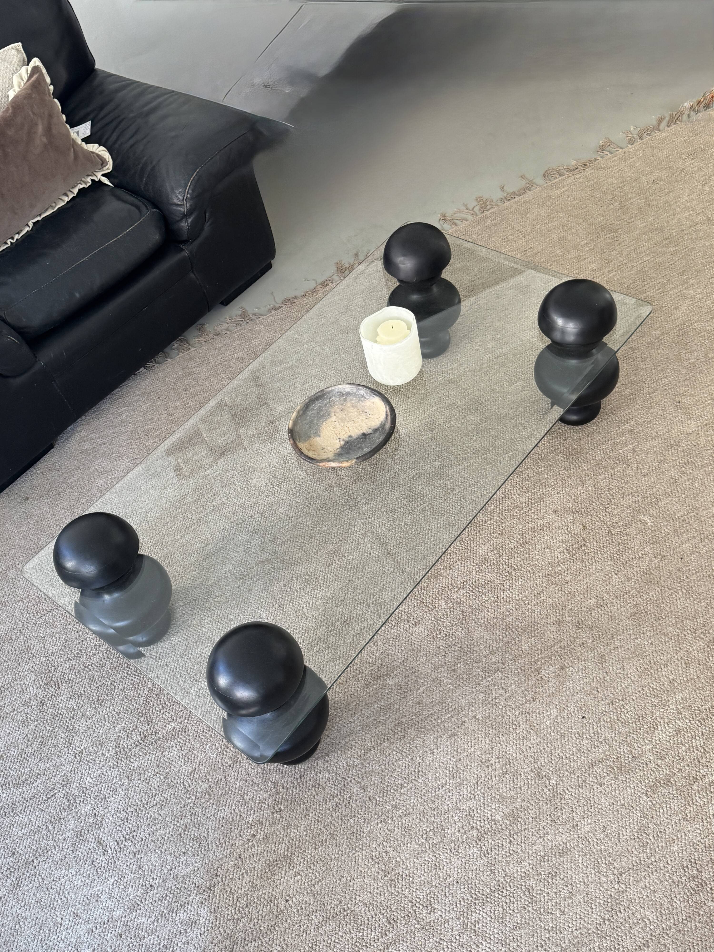 Table basse en verre et bois de manguier