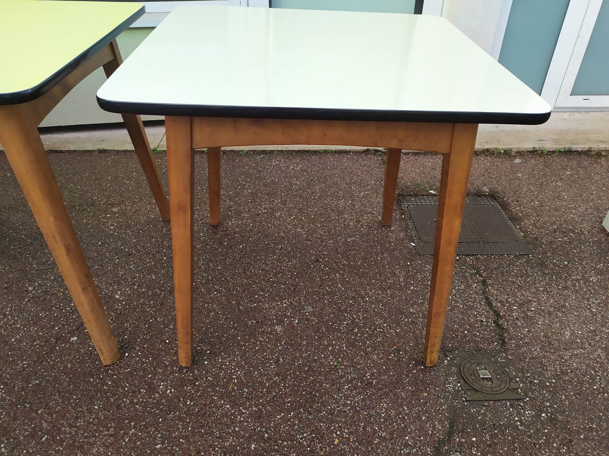 Lot of 3 Formica and Wood Bistro Tables - 1950 - 1960