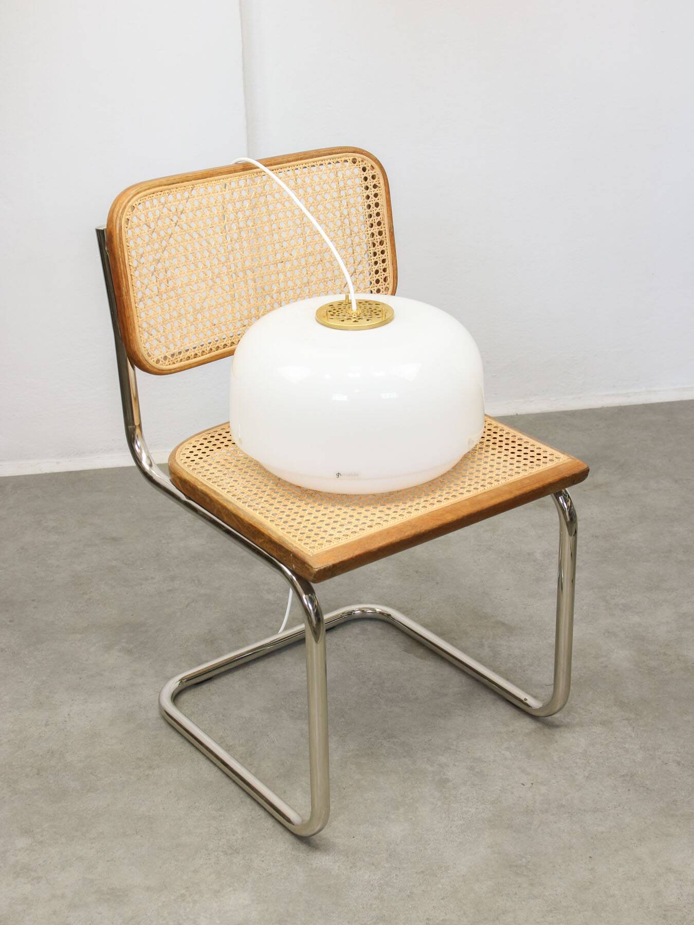 Italian White Medusa Pendant Brass Edition by Luigi Massoni for Guzzini, 1970s