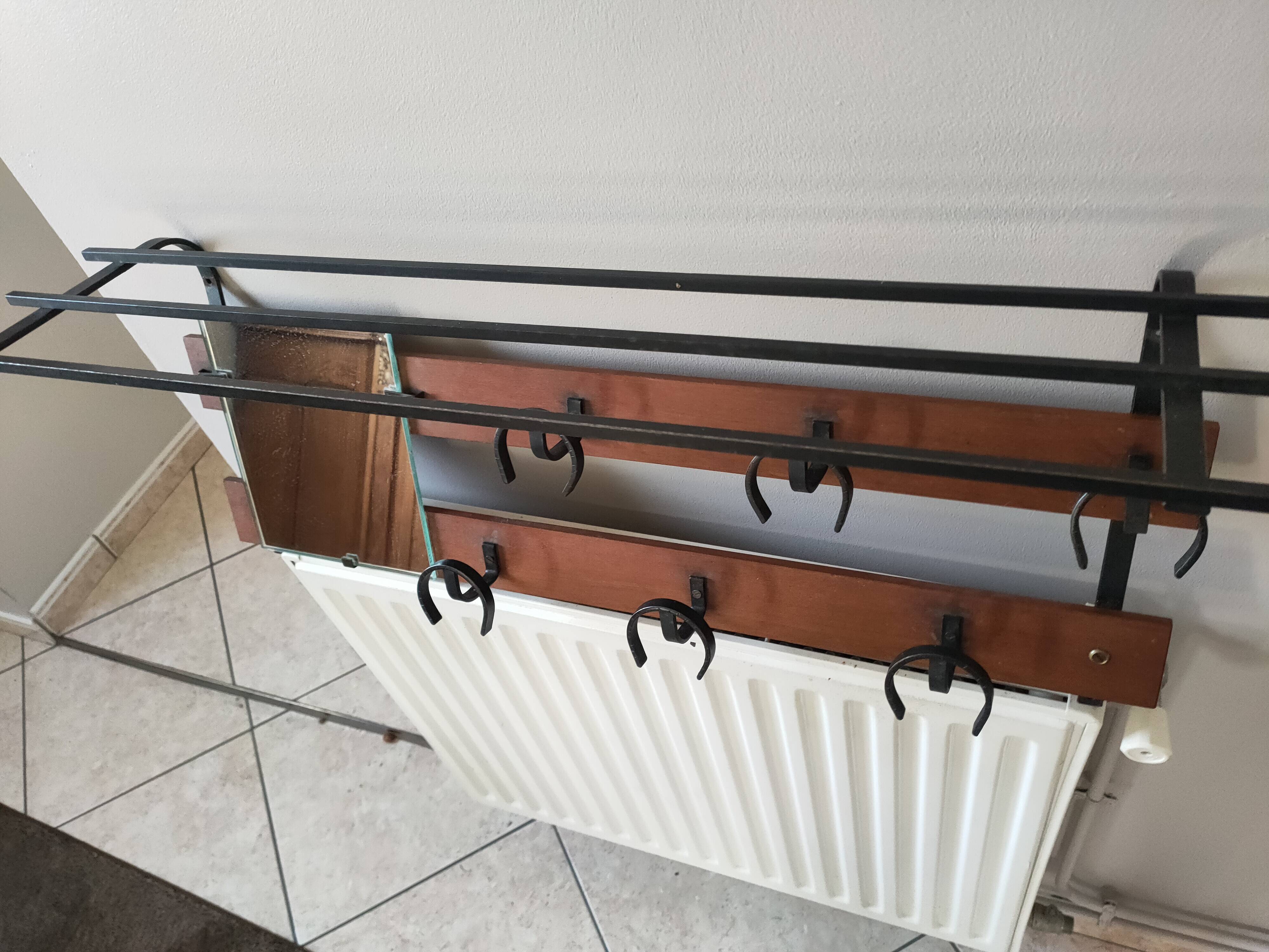 vintage teak coat rack with 6 hooks