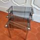 3 nesting tables from the 1970s in smoked glass.