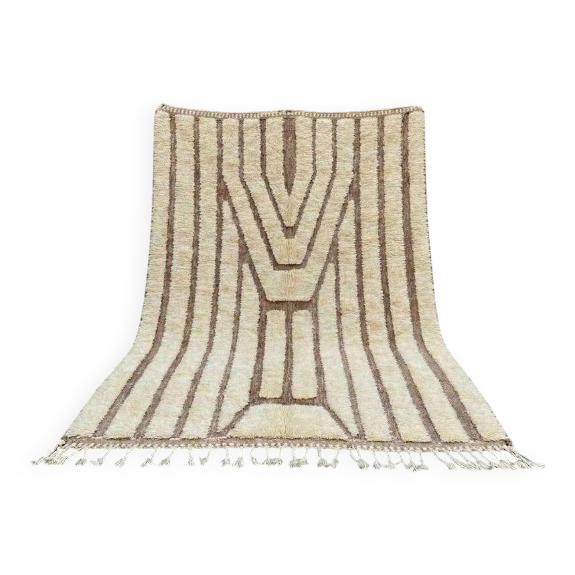 Ecru Moroccan rug with geometric patterns 280cm x 180cm