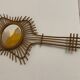 Vintage guitar-shaped rattan mirror