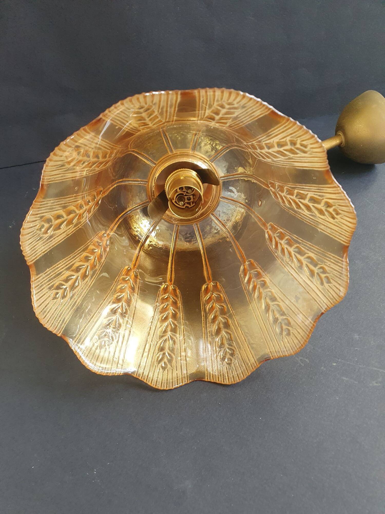 Pair of vintage spike-patterned pendant lights
