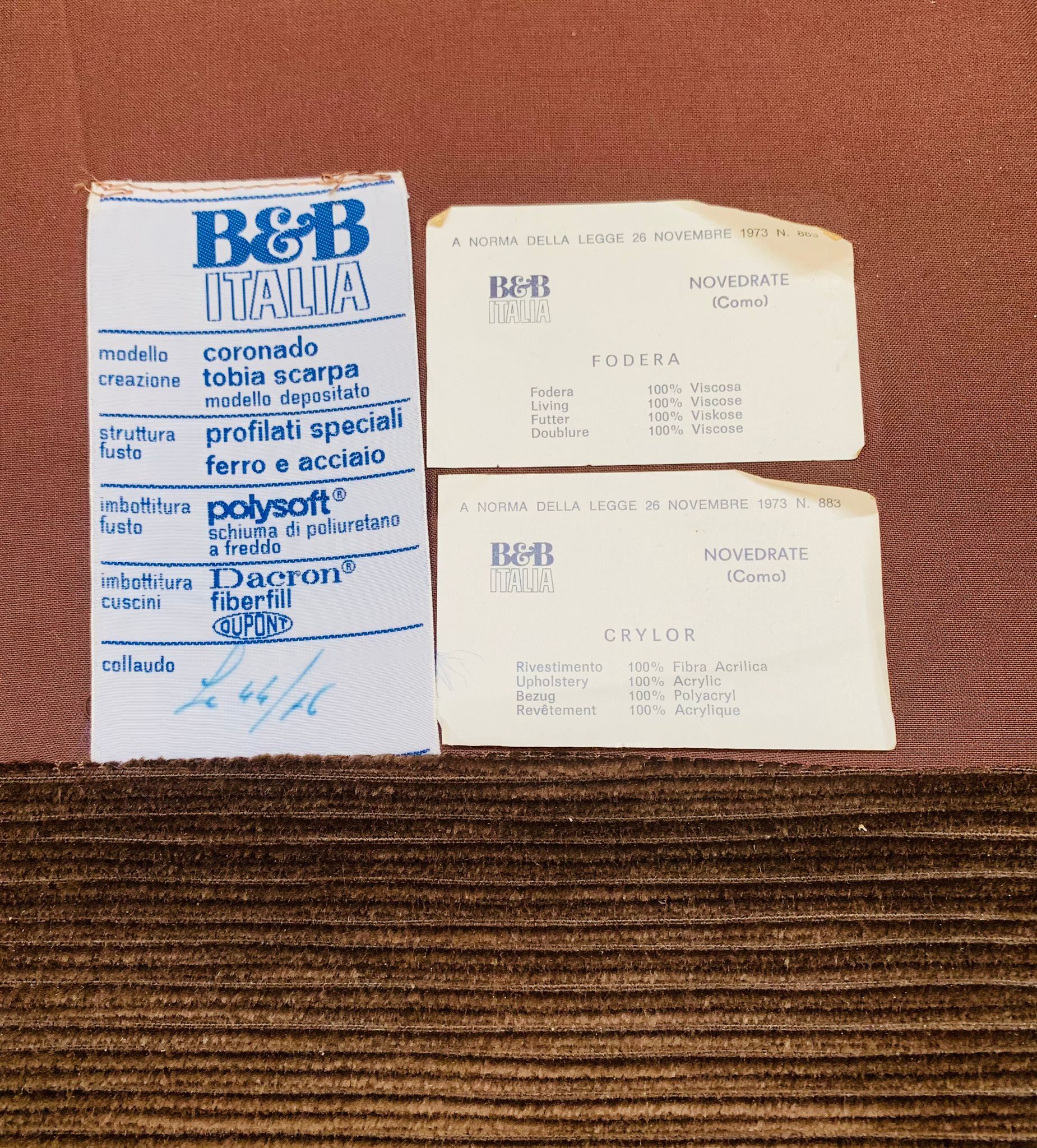 3-seater sofa and 2 armchairs from the 70s – coronado & tobia scarpa for b&b ialia