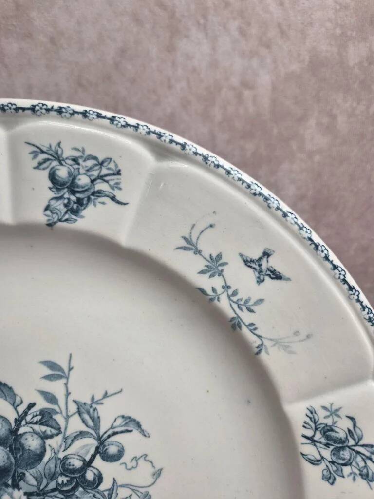 Large round earthenware dish Clairefontaine model Pompadour 33 cm