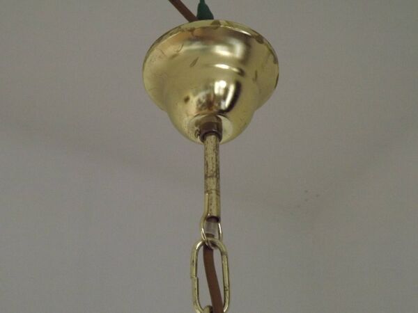 Vintage French Metal Crystal and Glass 5 Arm Paris Chic Style Chandelier