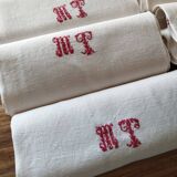 12 old shabby red tea towels monogram towel