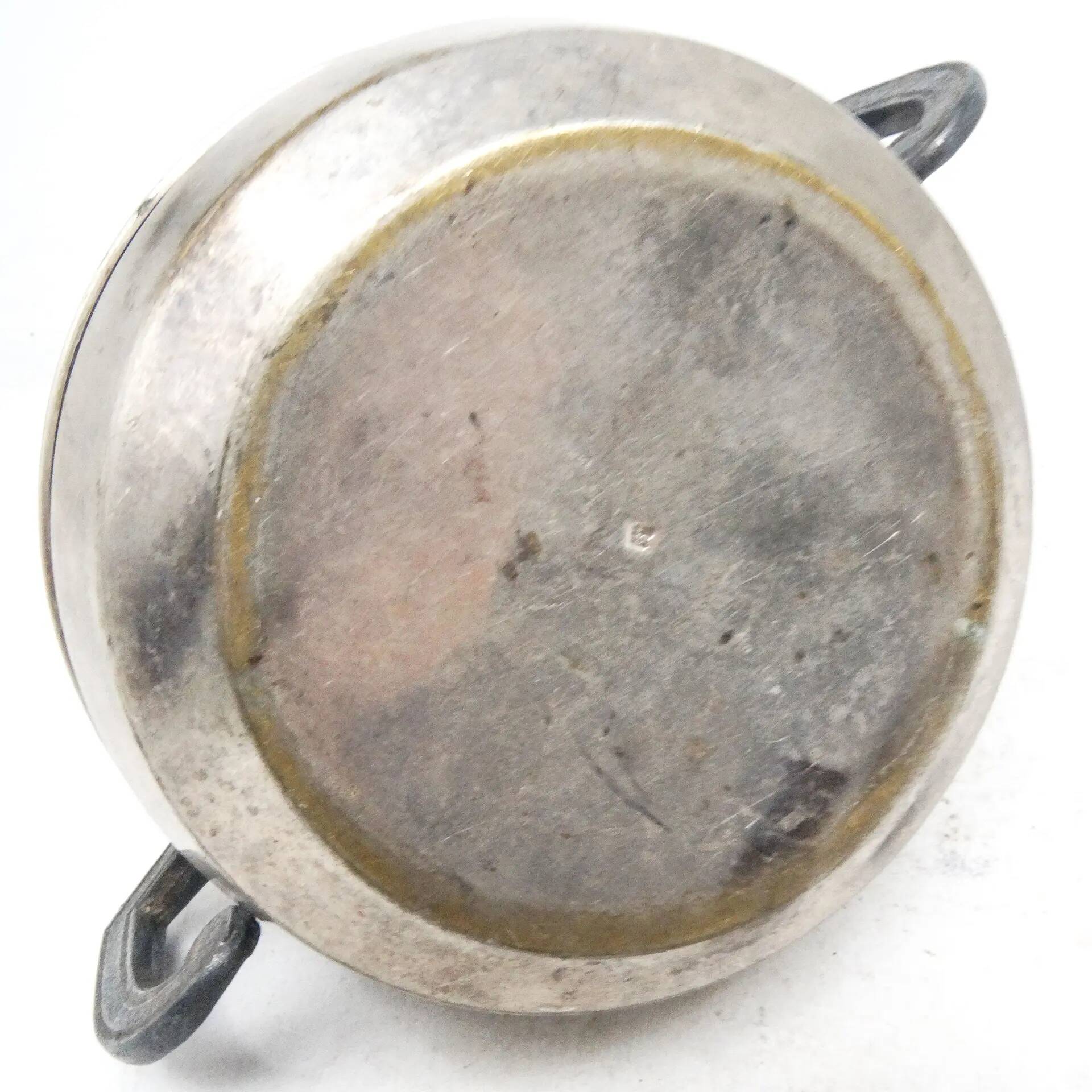 Art Deco sugar bowl, silver-plated brass, tin, Belgium, 1920s