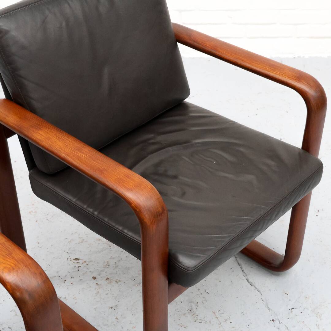 Fauteuil en frêne et cuir par Burkhard Voghterr pour Rosenthal, années 1970