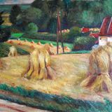Countryside landscape at the harvest of H.Ouvrard (XXth)
