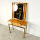 Vintage burl wood console with mirror, 1970s
