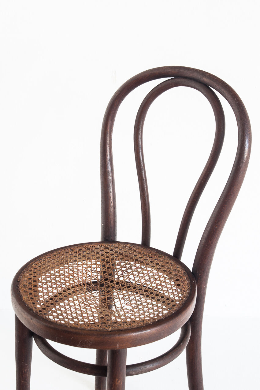 Set of 4 chairs. Bentwood and canning. Vintage. France, 50s