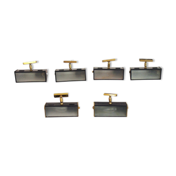 Six Italian wall sconces in brass and metal from the mid-20th century.
