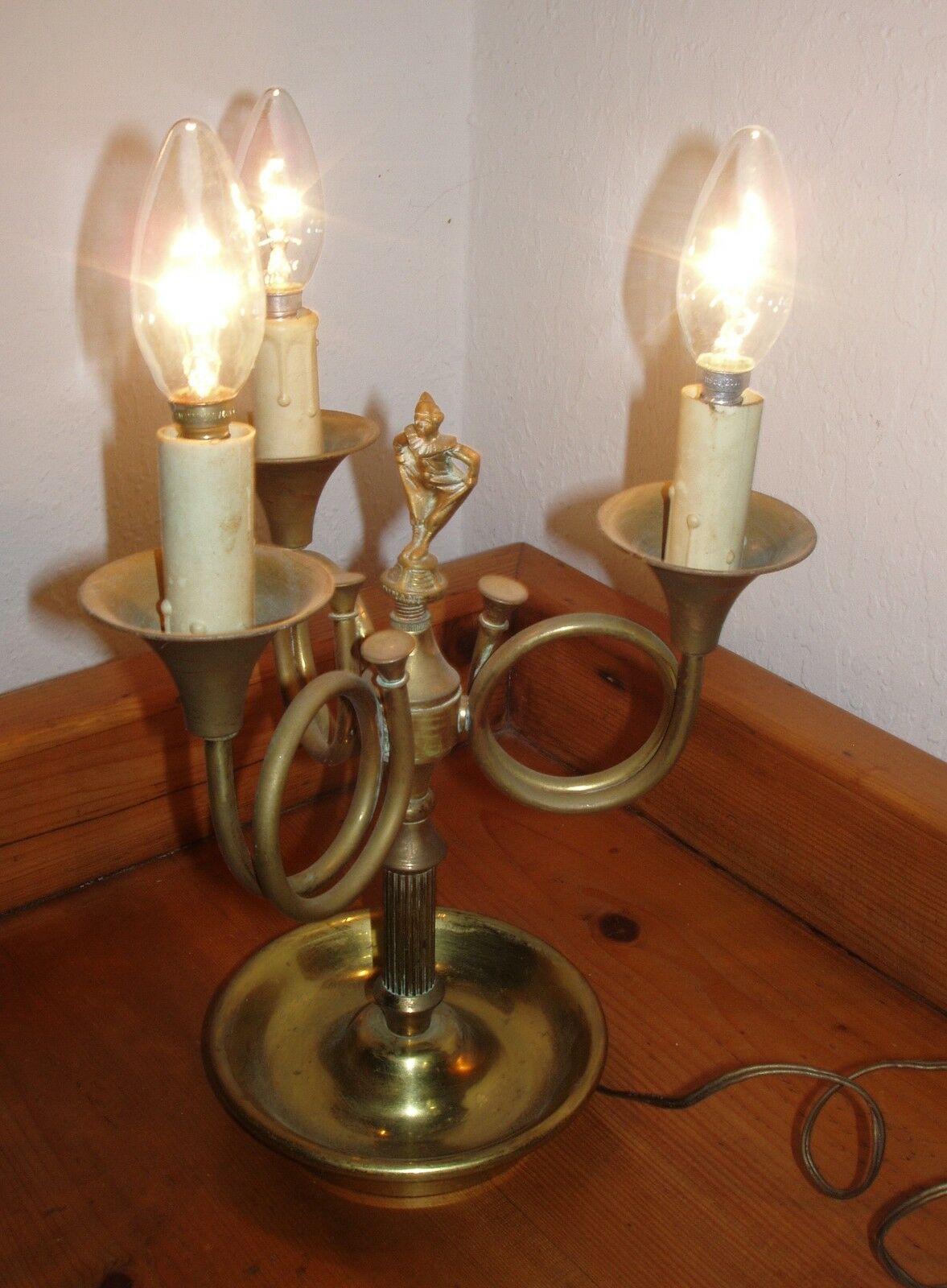 American table lamp 3 brass lights, 1950