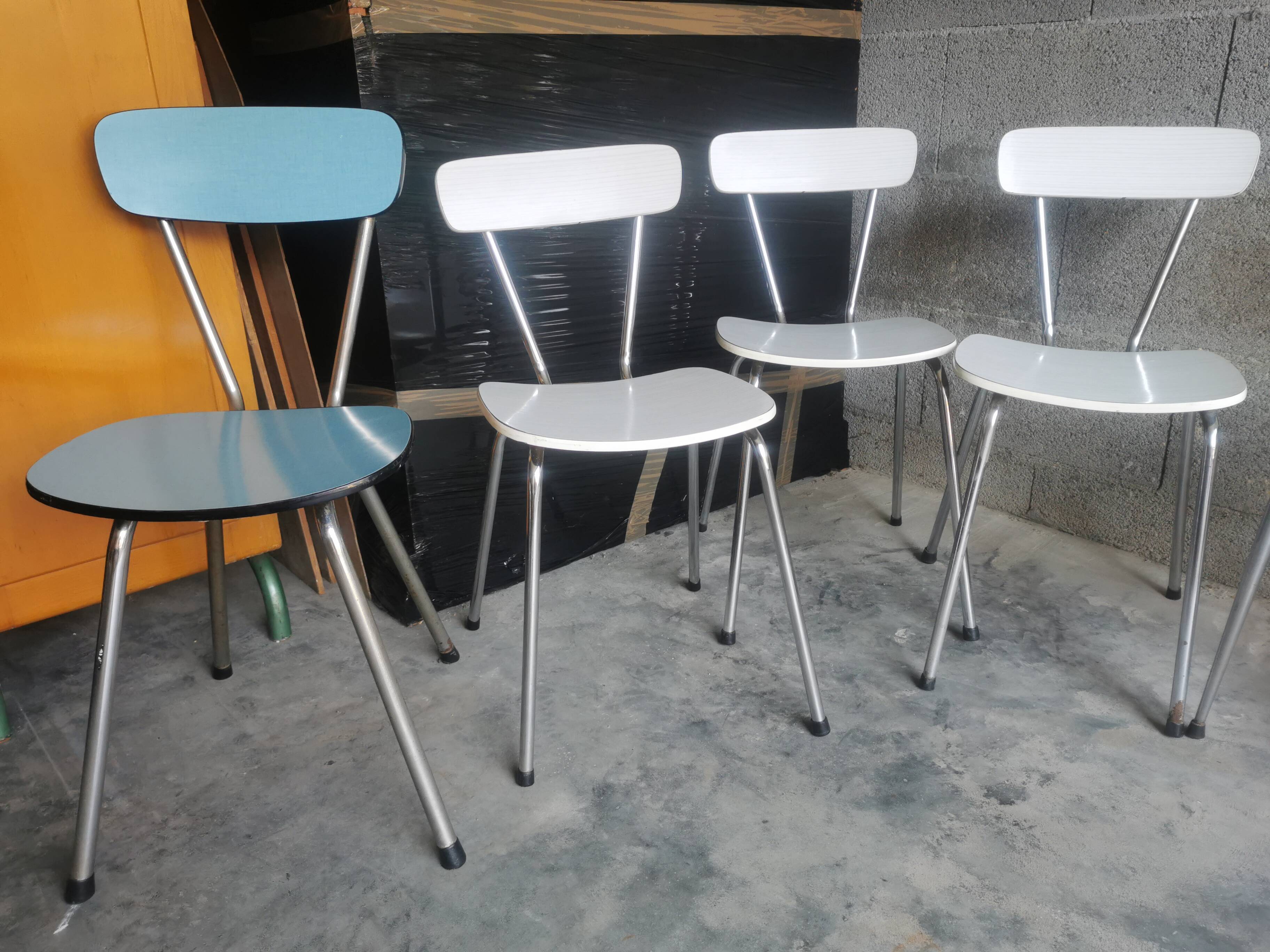 Set of 9 vintage formica chairs