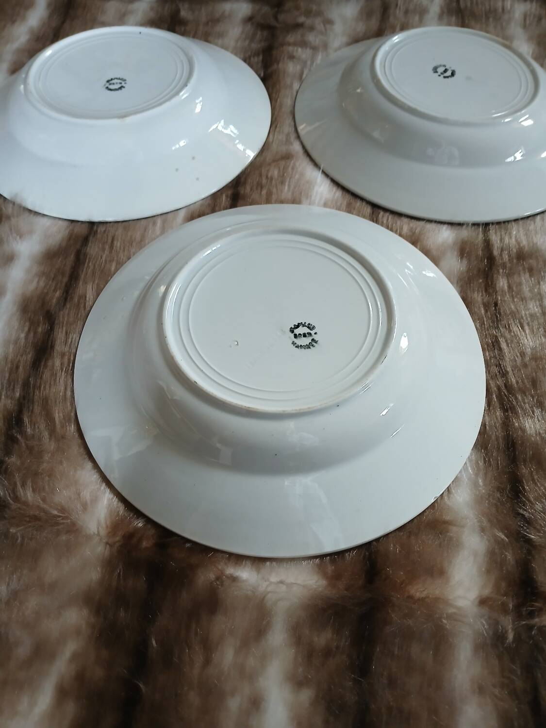 3 antique deep plates from St Amand and Hamage