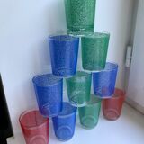 Set of 8 colored water glasses 70s