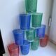 Set of 8 colored water glasses 70s