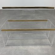 Plexiglas and brass magazine door 70s Hollywood Regency style